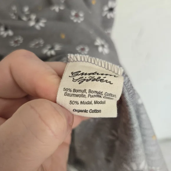 Gudrun Sjödén Floral Jersey Gray White Yellow Dress, XL - Picture 11 of 12